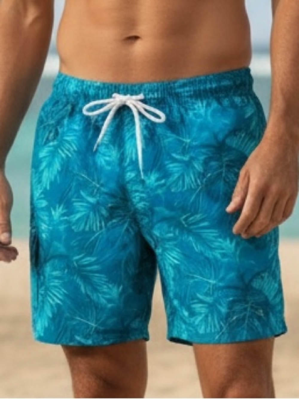 🆕 Dad-Mens Swim Trunks With Compression Liner-5in/9in BlueTropical